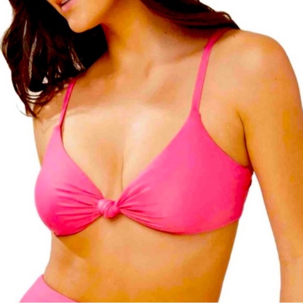 Andie Rouge Pink Santorini Front Knot Bikini Top NWT